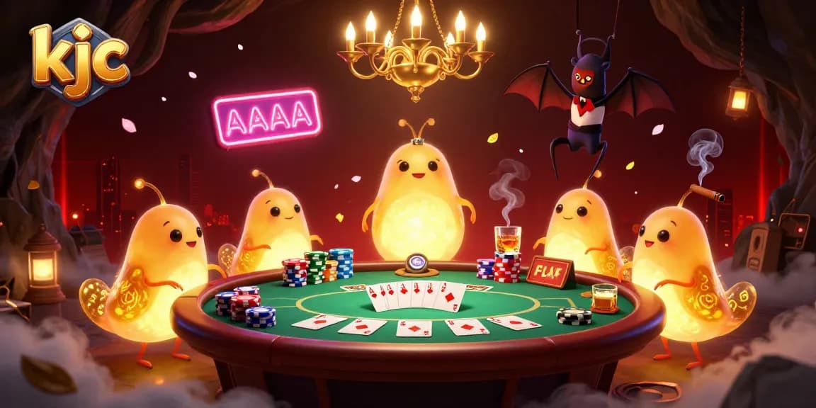 Experience thrilling poker action with kjc in a bioluminescent cave casino.