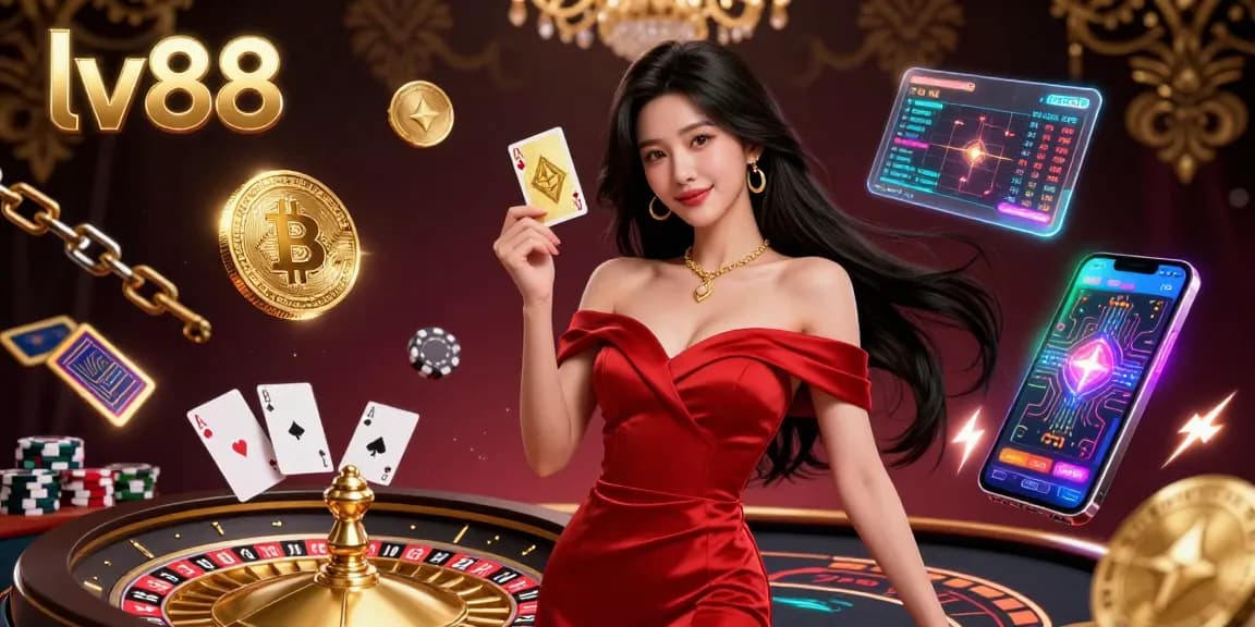 Experience the excitement of online gaming at lv88 with a beautiful dealer by the roulette wheel.