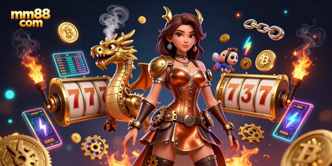 Engage with immersive casino action featuring mm88 com, showcasing vibrant slot elements and stunning characters.
