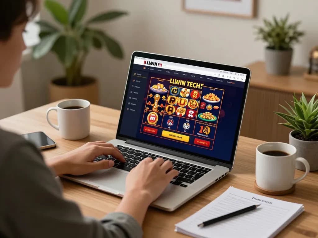 Engaging with LLWIN TECH for online casino gaming from a cozy home setup.