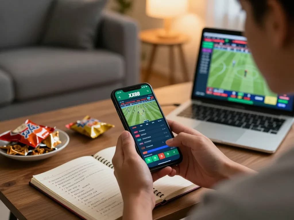 Experience thrilling moments at XX88 with dynamic sports betting on mobile devices in a cozy home setup.