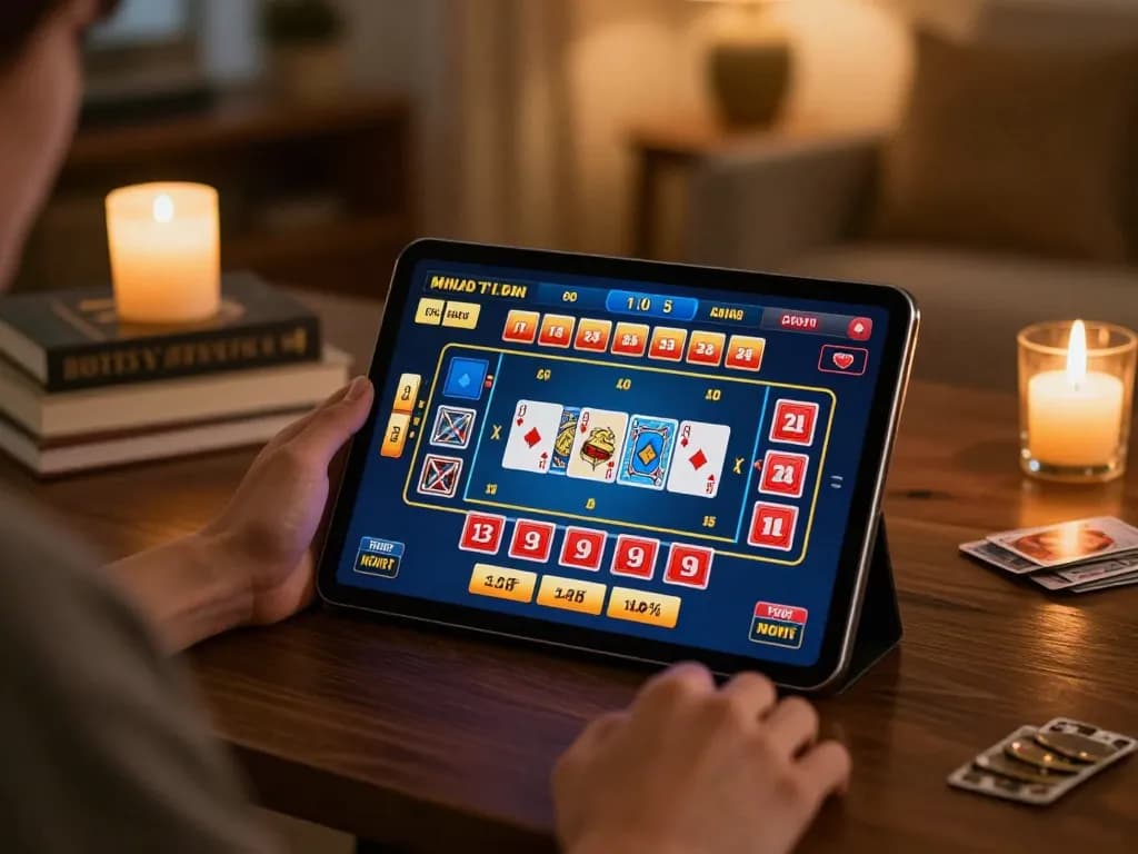 Experience engaging live casino games on U888 with a cozy home setup showcasing strategic gameplay.