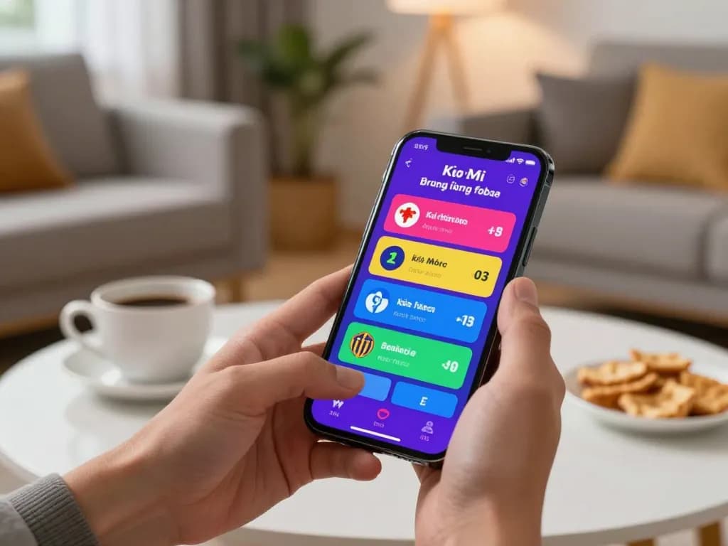Engaging in kèo bóng đá betting via smartphone, immersed in the online sports betting experience