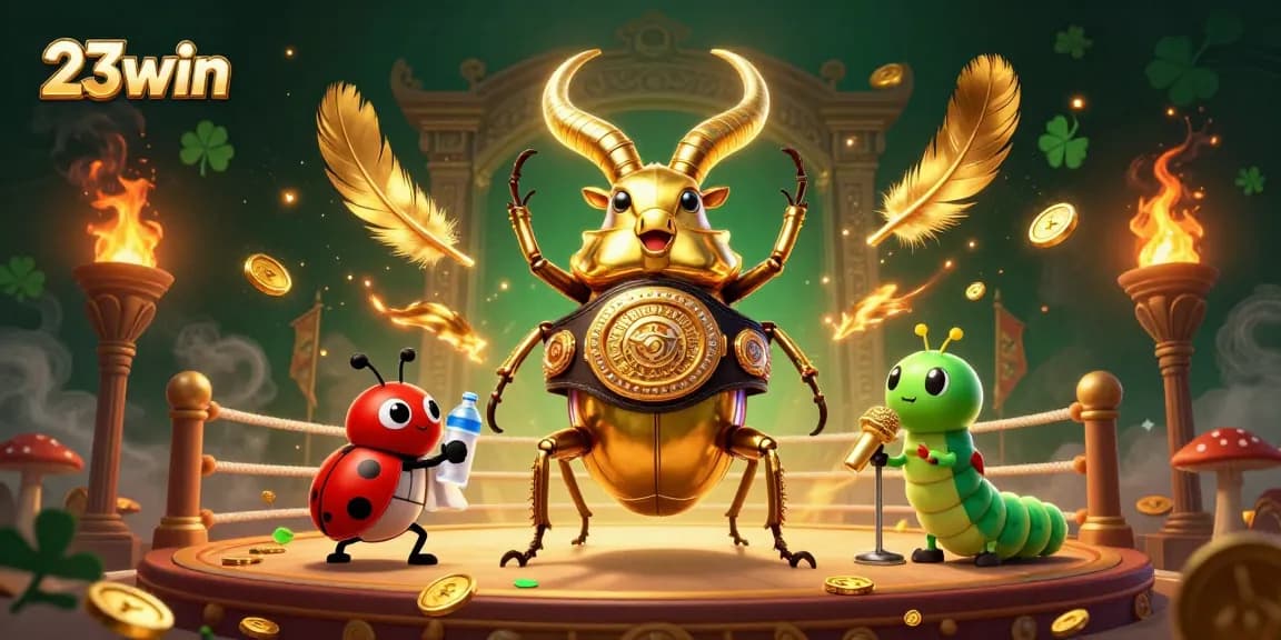 Engage in thrilling bets with 23win, featuring a fierce boxing champion beetle in action.