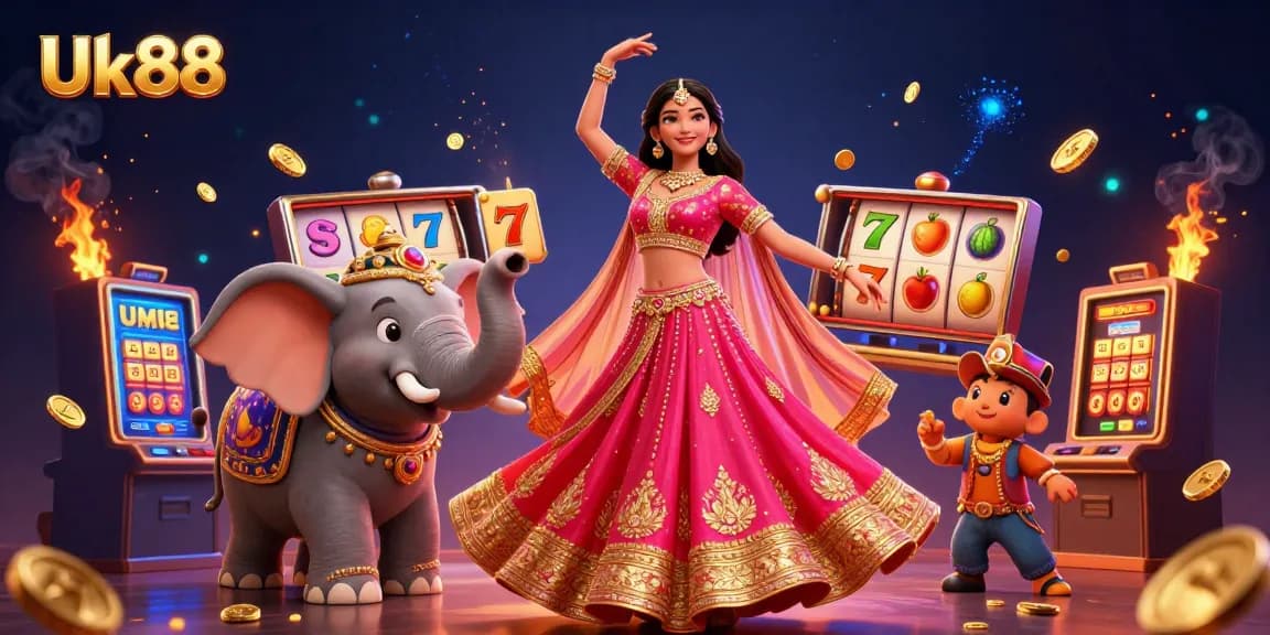 Engage with the exciting world of Uk88 through vivid slot games and vibrant illustrations.