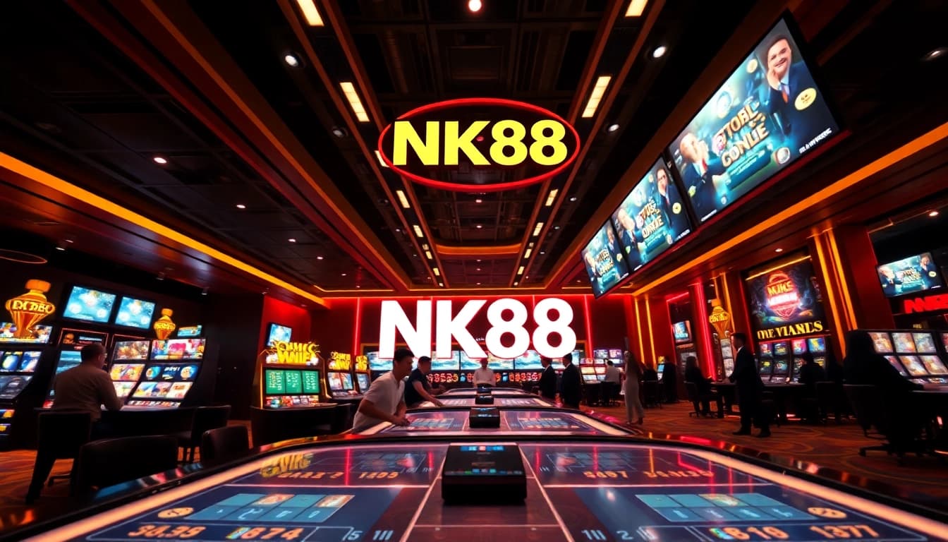 Experience the excitement at NK88's modern online gambling platform with vibrant interactive elements.