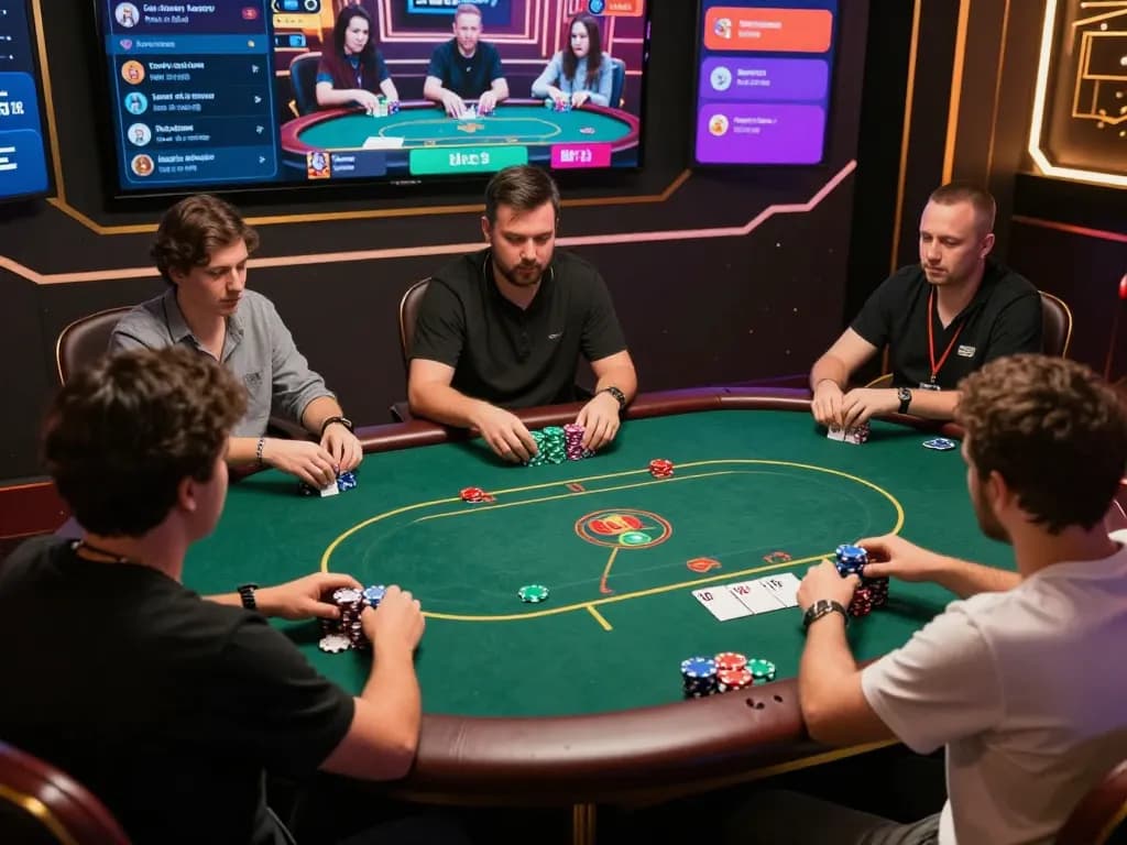 Players actively participating in a thrilling game at 68win casino online poker table.