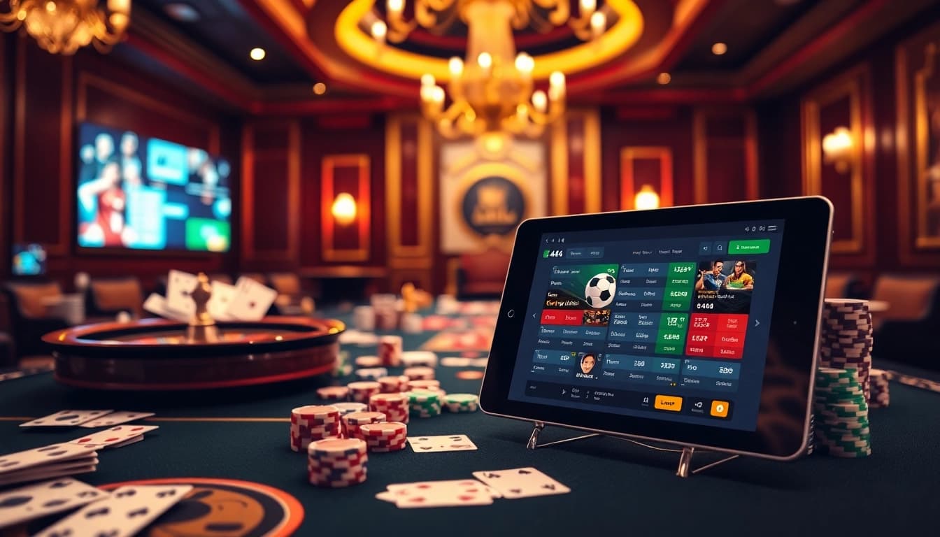 Experience thrilling online gaming at l444 with a digital betting interface featuring casino elements.