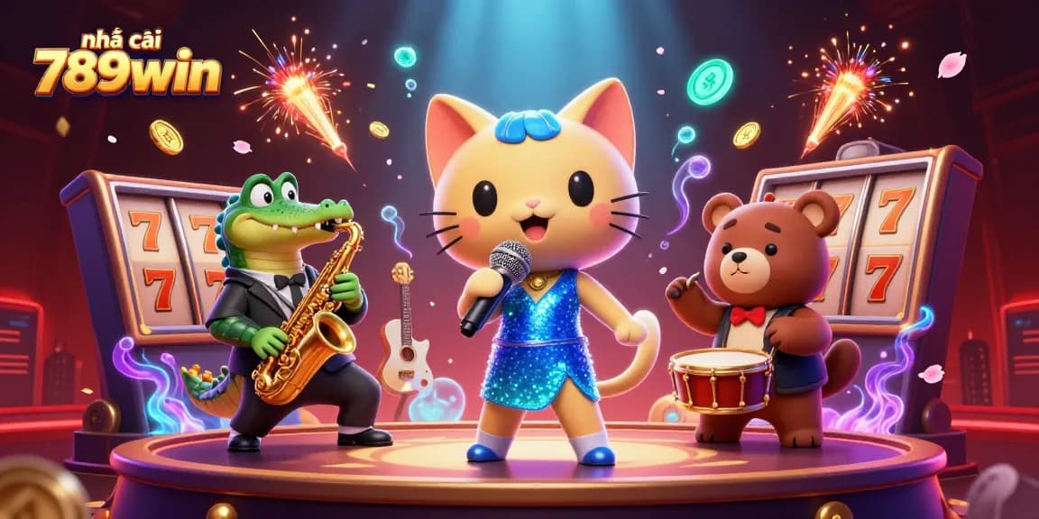 Experience the excitement at nhà cái 789win with a lively casino scene featuring fun characters.