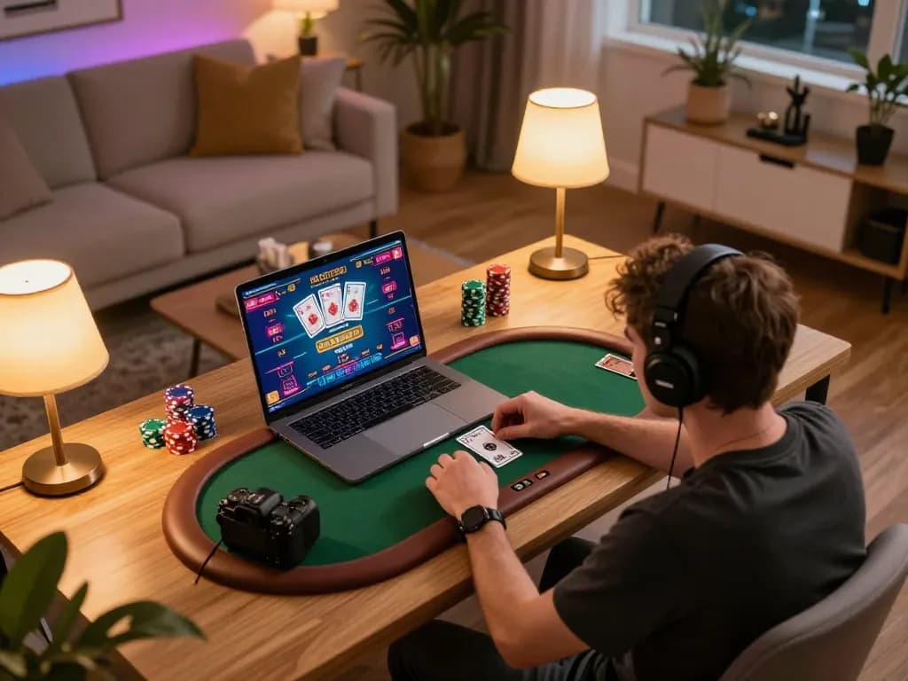 Engaging Go99 online poker gameplay with ambient lighting and dynamic atmosphere.