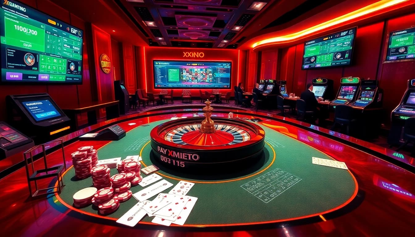 Experience the excitement of XX 88 in a luxurious online casino filled with vibrant gaming elements.