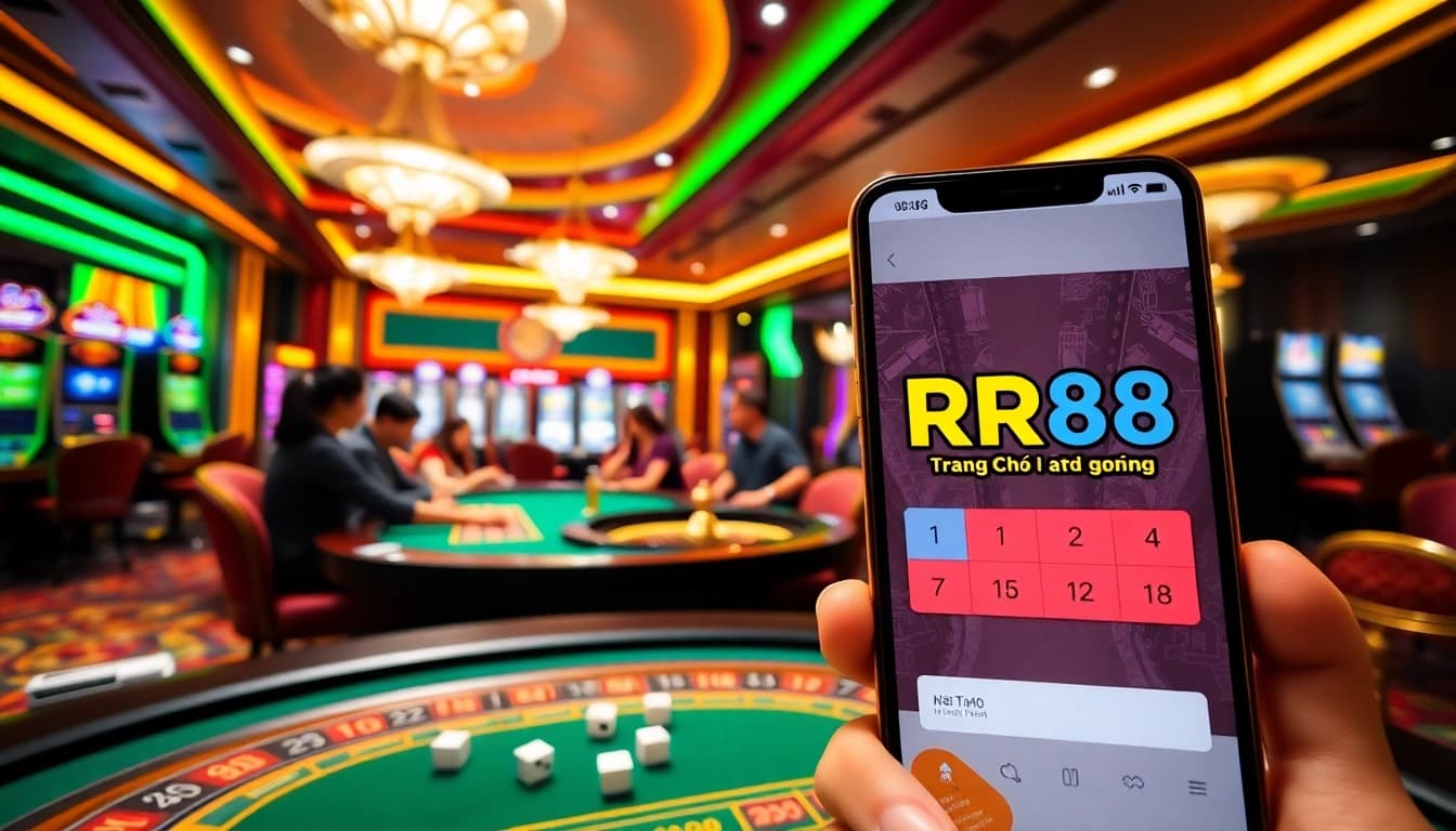 Engaging players in action at RR88 Trang Chủ casino with vibrant tables and online betting interfaces.