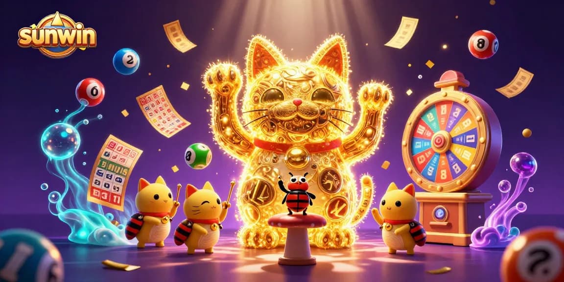 Experience the excitement of sunwin's gaming world with dynamic golden lucky cat symbols.