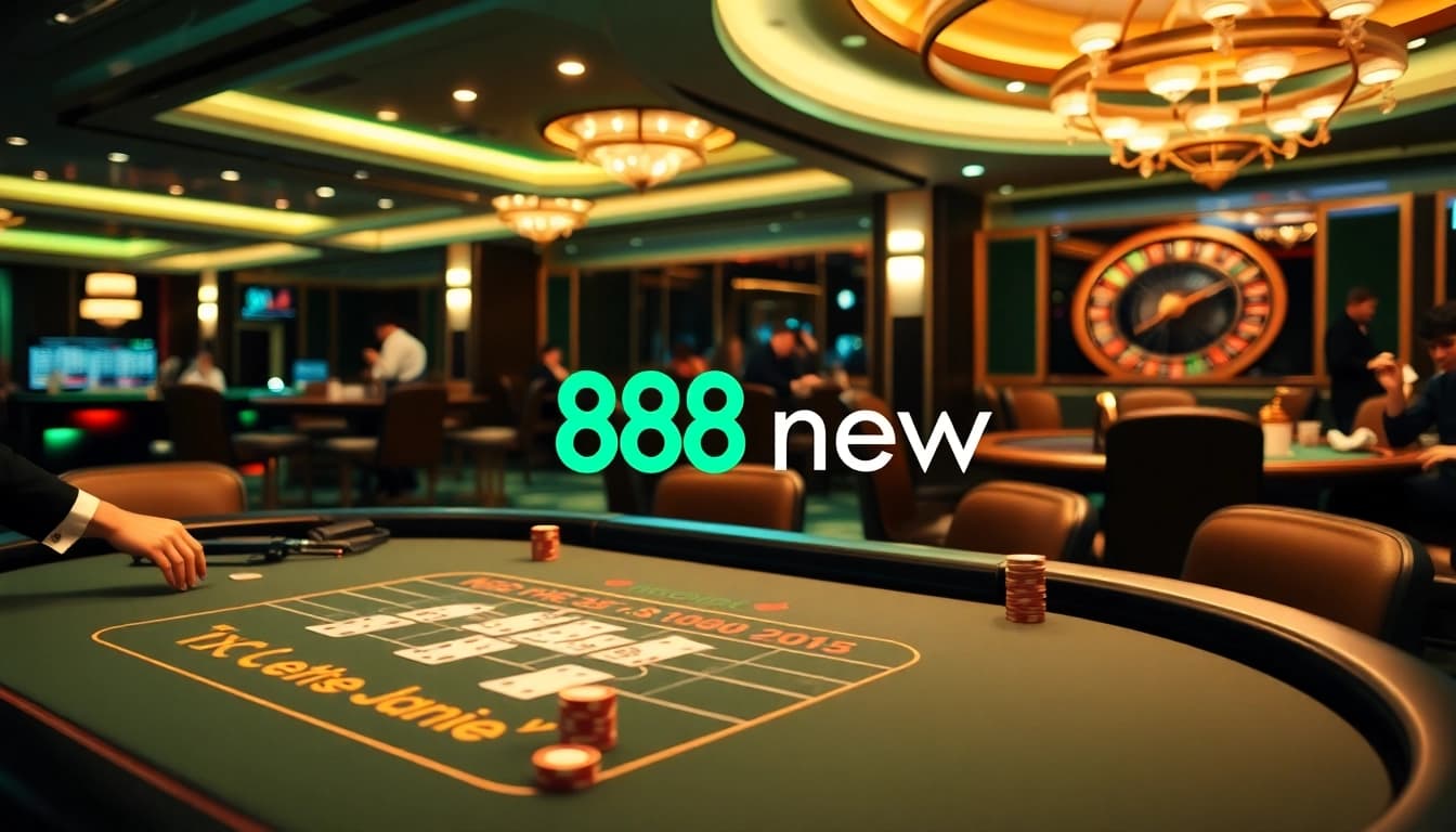Experience the excitement of gambling at 888 new casino with players enjoying blackjack and roulette.