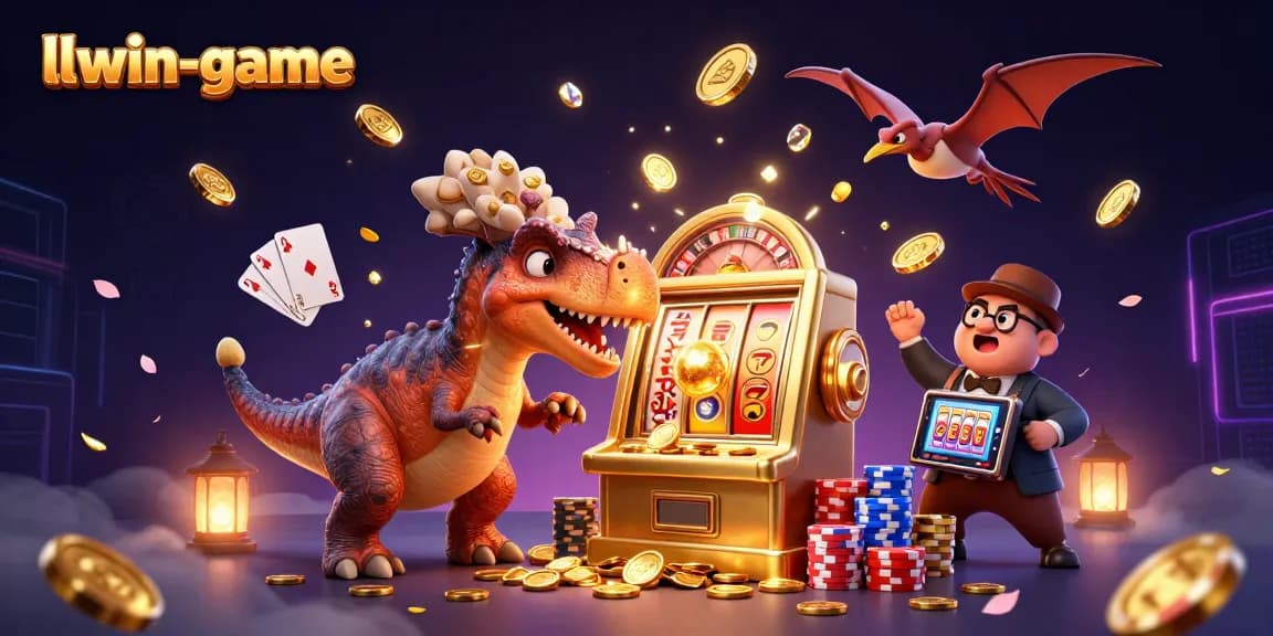 Capture magic at the casino with llwin-game as characters bring slots to life under swirling coins.
