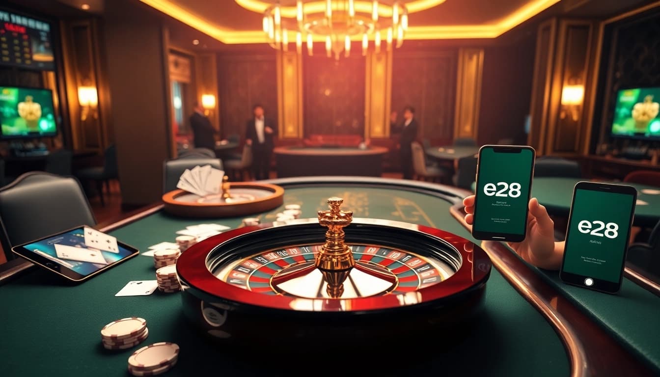 Experience exciting gameplay at E28 Malaysia with vibrant casino tables and modern online gaming interfaces.