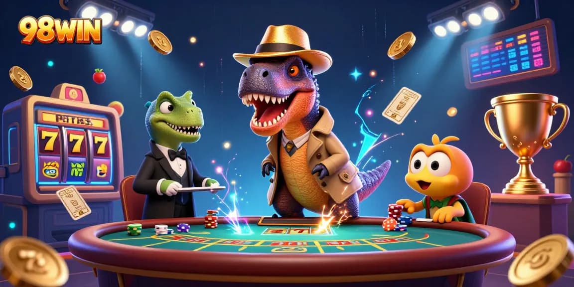 Watch the 98WIN velociraptor card counter trying to win discreetly at blackjack surrounded by lively casino action.