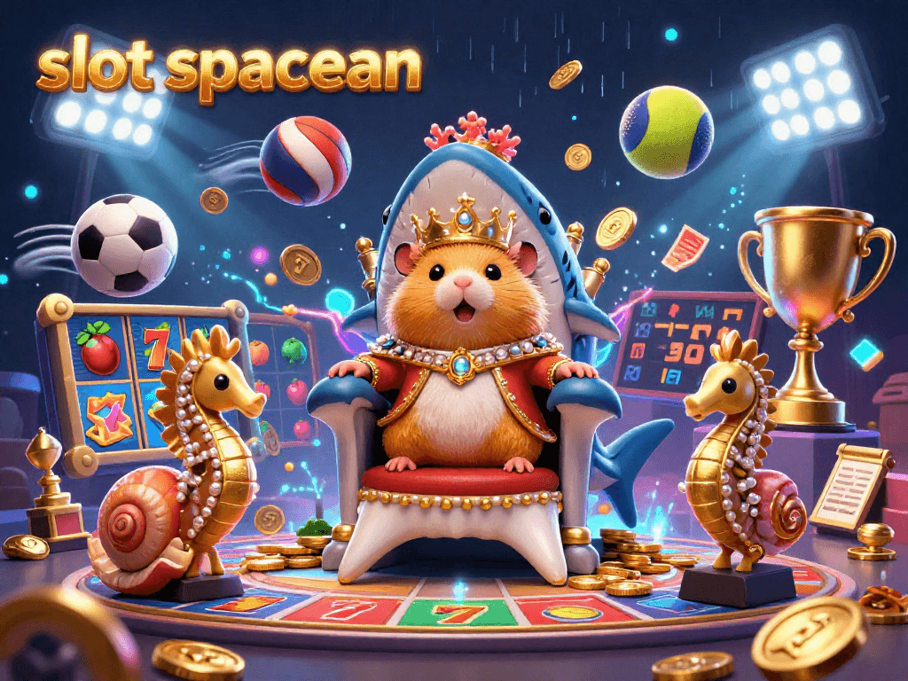 Engage with the slot spaceman in this vibrant 3D scene showcasing thrilling slot reels filled with lucky symbols.