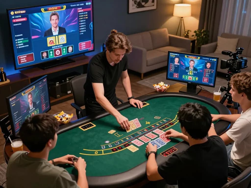 Players engaging in exciting lc88 online baccarat session from home, showcasing interactive gameplay.