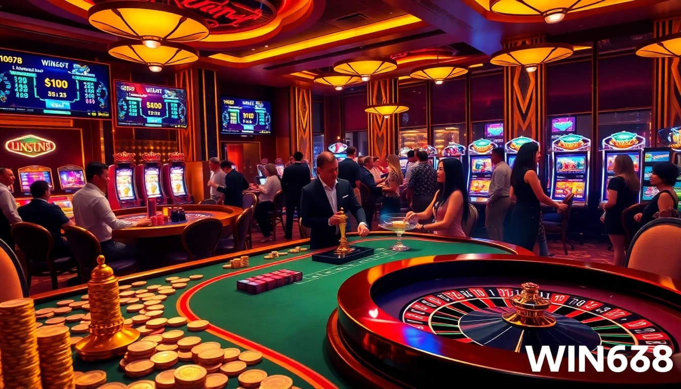 Experience the thrill of online gambling at WIN678 with exciting casino games and vibrant scenes.