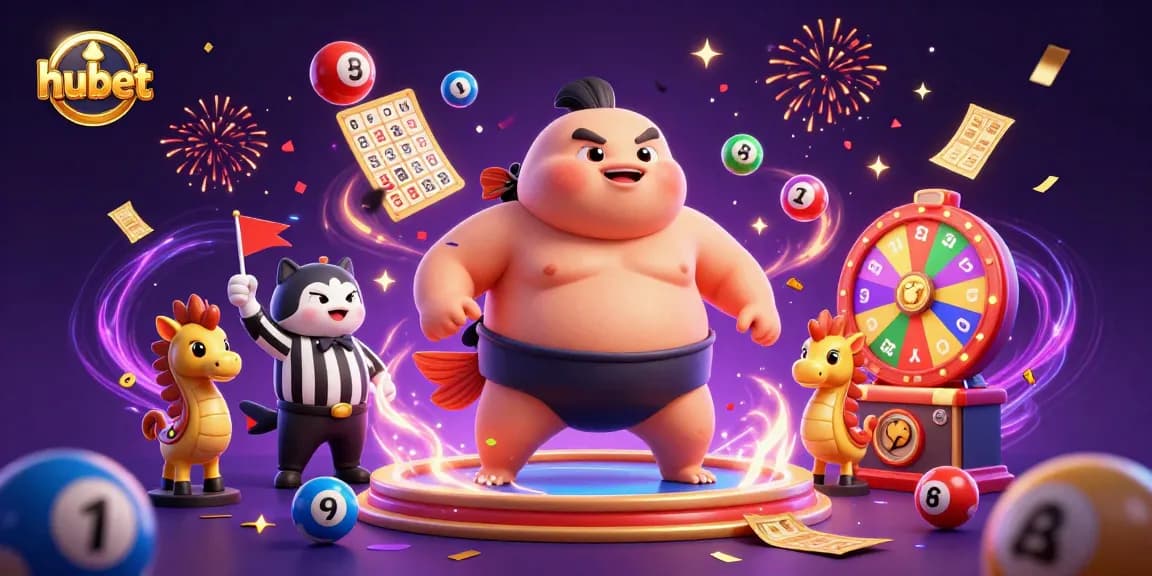 Join the fun with hubet at this vibrant underwater casino illustration showcasing excitement and game elements.