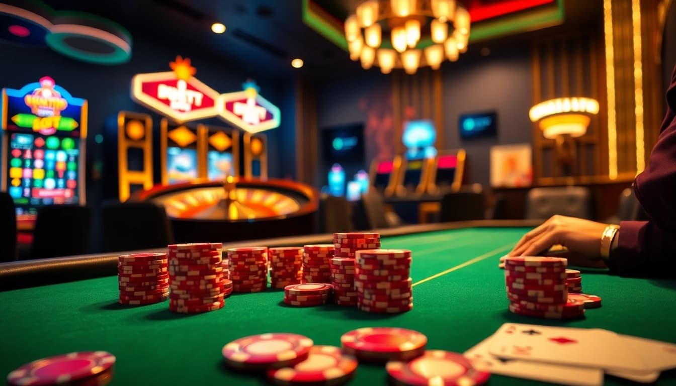 Experience high-stakes gambling excitement at https://mm88.vin/ with poker tables and spinning roulette wheels.