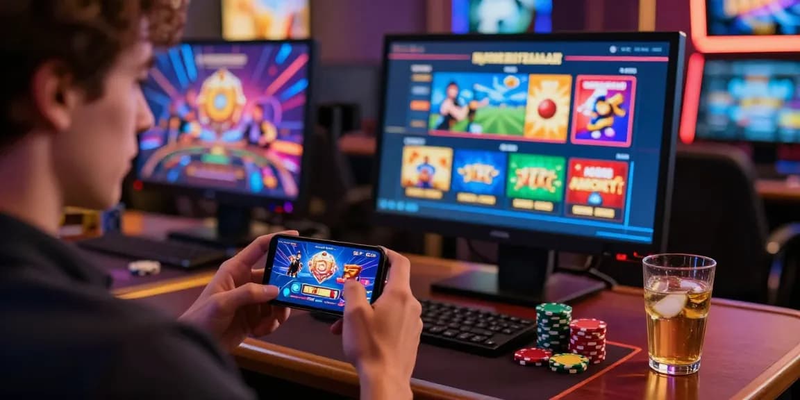 Engaging scene of a user enjoying 123b tải app with colorful gaming content.