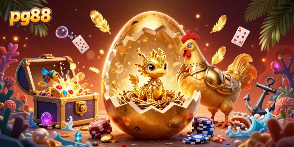 Join the excitement at pg88 with golden dragon and poker chips in a vibrant casino scene.