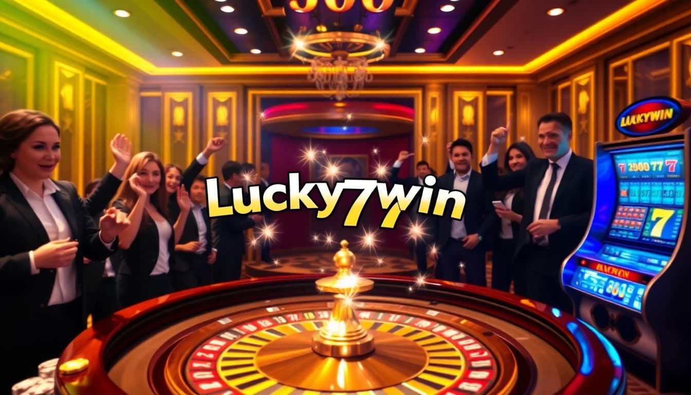 Experience the excitement of gambling at Luckywin 777 with vibrant casino imagery showcasing roulette and winning symbols.