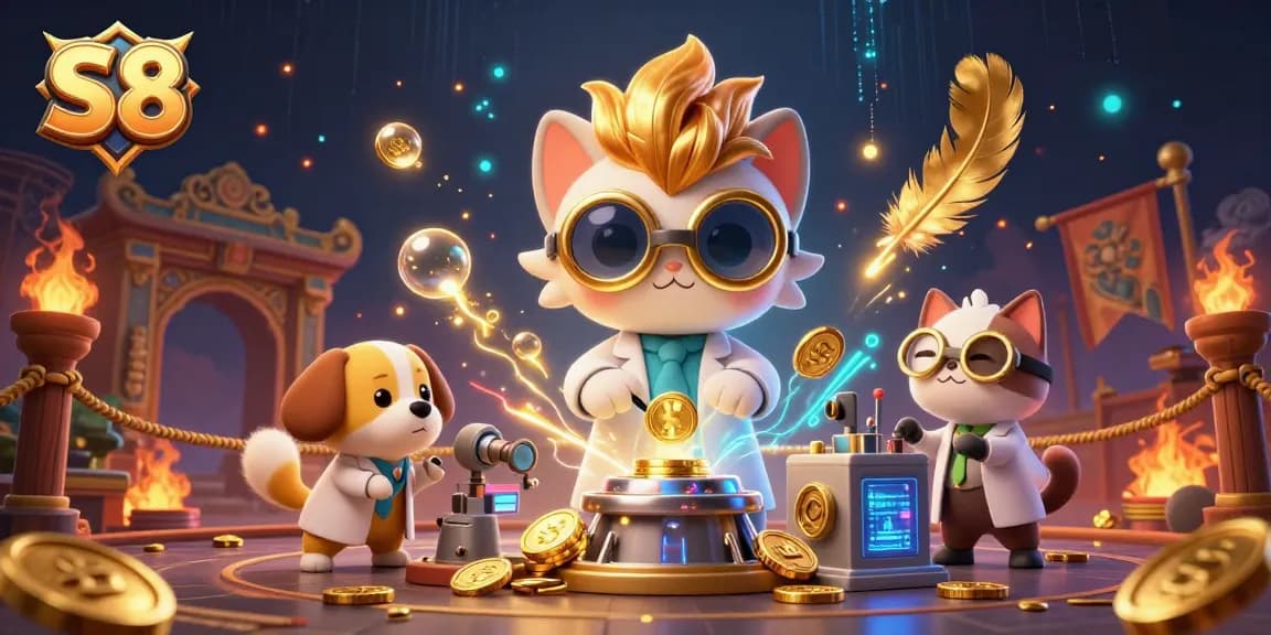 S8 brings exciting casino action with vibrant characters and dazzling game elements in a dynamic scene.