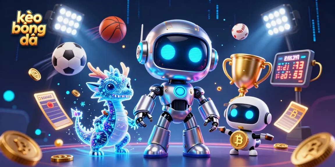 Experience thrilling kèo bóng đá with a vibrant 3D illustration featuring sports elements and dynamic characters.