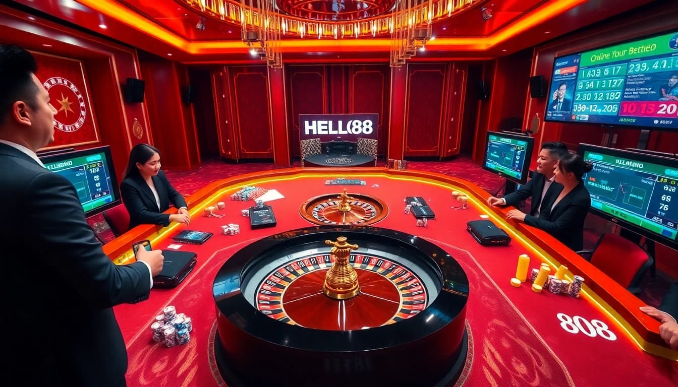 Experience thrilling gameplay at HELLO88's dynamic casino tables featuring interactive gaming elements.