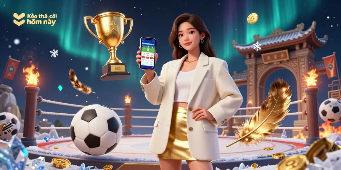 Kèo nhà cái hôm nay offers exciting sports betting insights in a lively and attractive illustration.