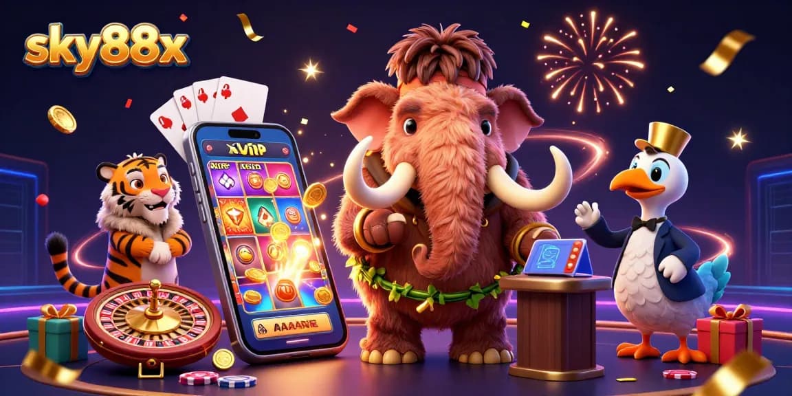 Players experience thrilling wins at sky88x with a vibrant casino scene and dynamic game elements.