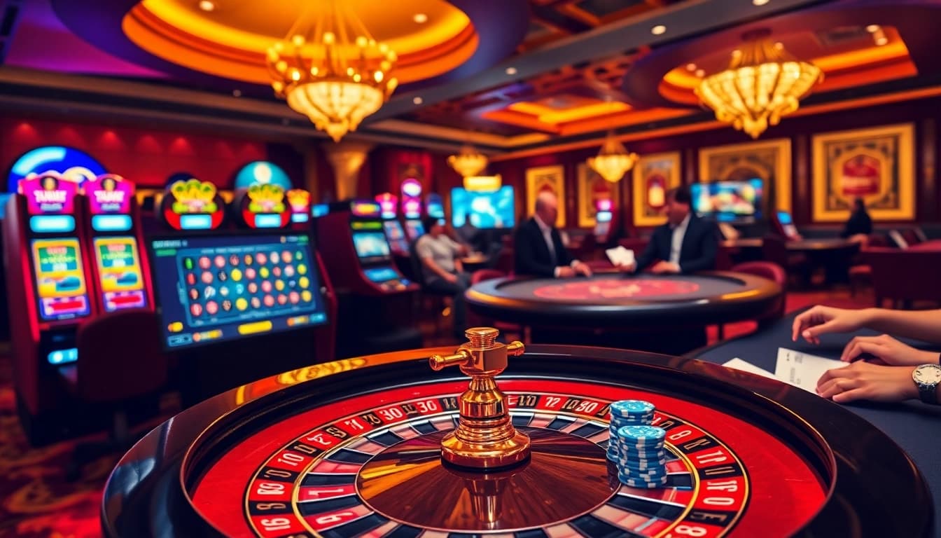 Players engaging with sophisticated casino games at https://lucky88j.world/, showcasing excitement with poker chips and cashback offers.
