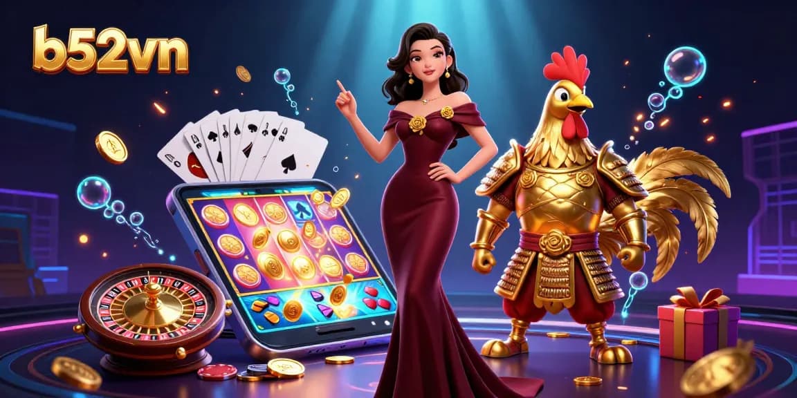 Win big with b52vn in this vibrant gambling scene featuring dynamic casino elements.