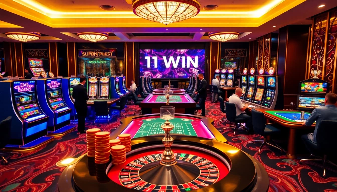 Experience the thrilling atmosphere of 11WIN casino with vibrant slots and engaging games.