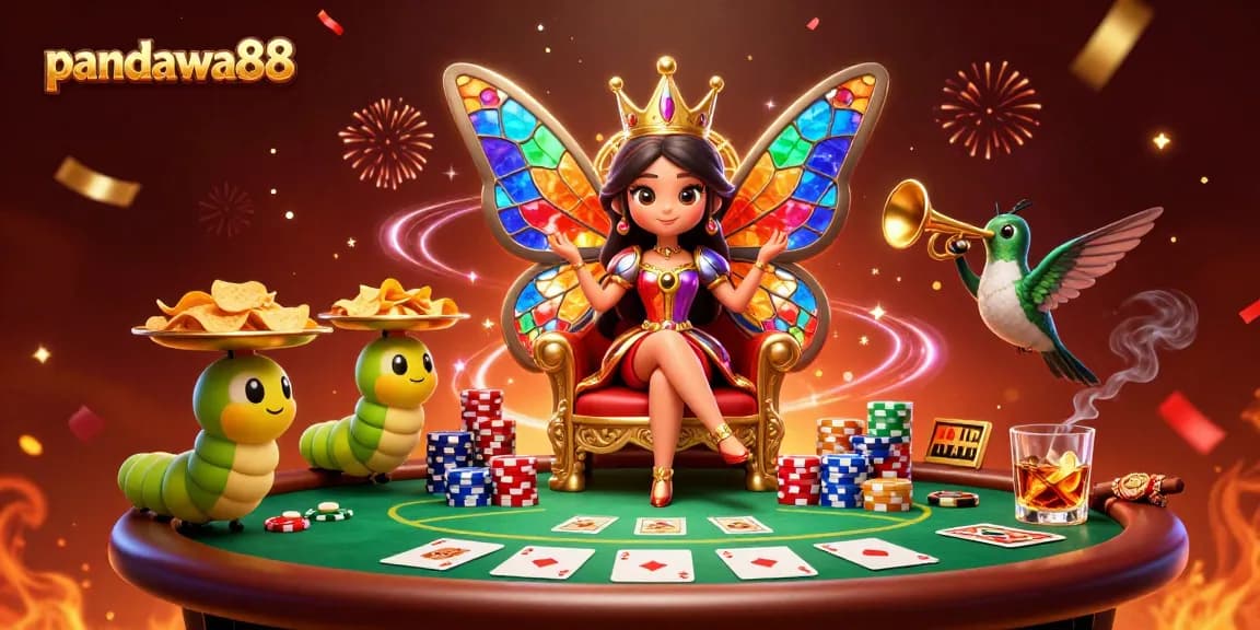 Experience thrilling games at pandawa88 with vibrant 3D casino illustration showcasing poker and excitement.