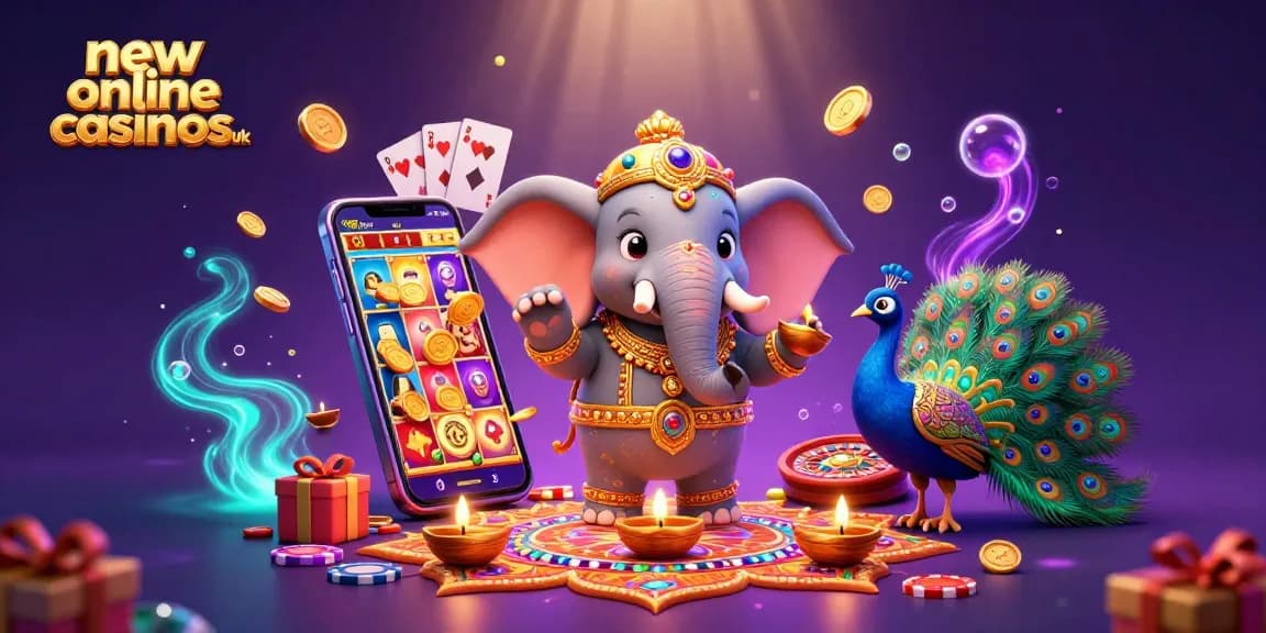 Engage with new online casinos uk through a vibrant 3D casino scene featuring slots and colorful characters.