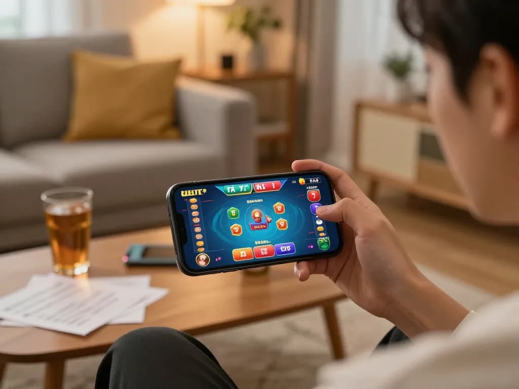 Tài Xỉu gameplay in action on smartphone, depicting an engaging home gaming environment