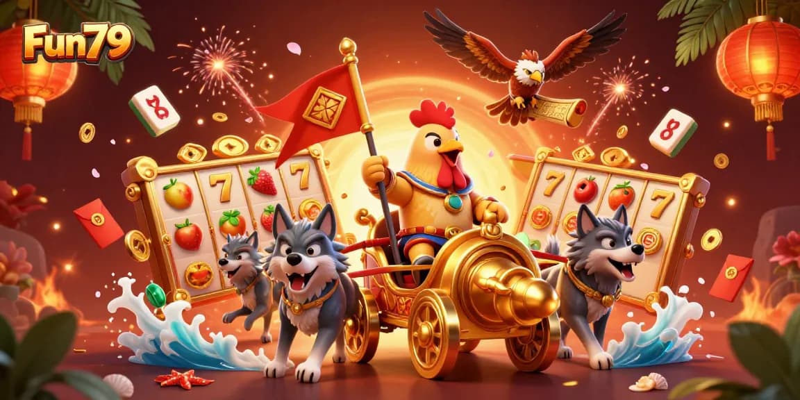 Explore exciting gaming adventures at Fun79 with thrilling slot reels and vibrant symbols.