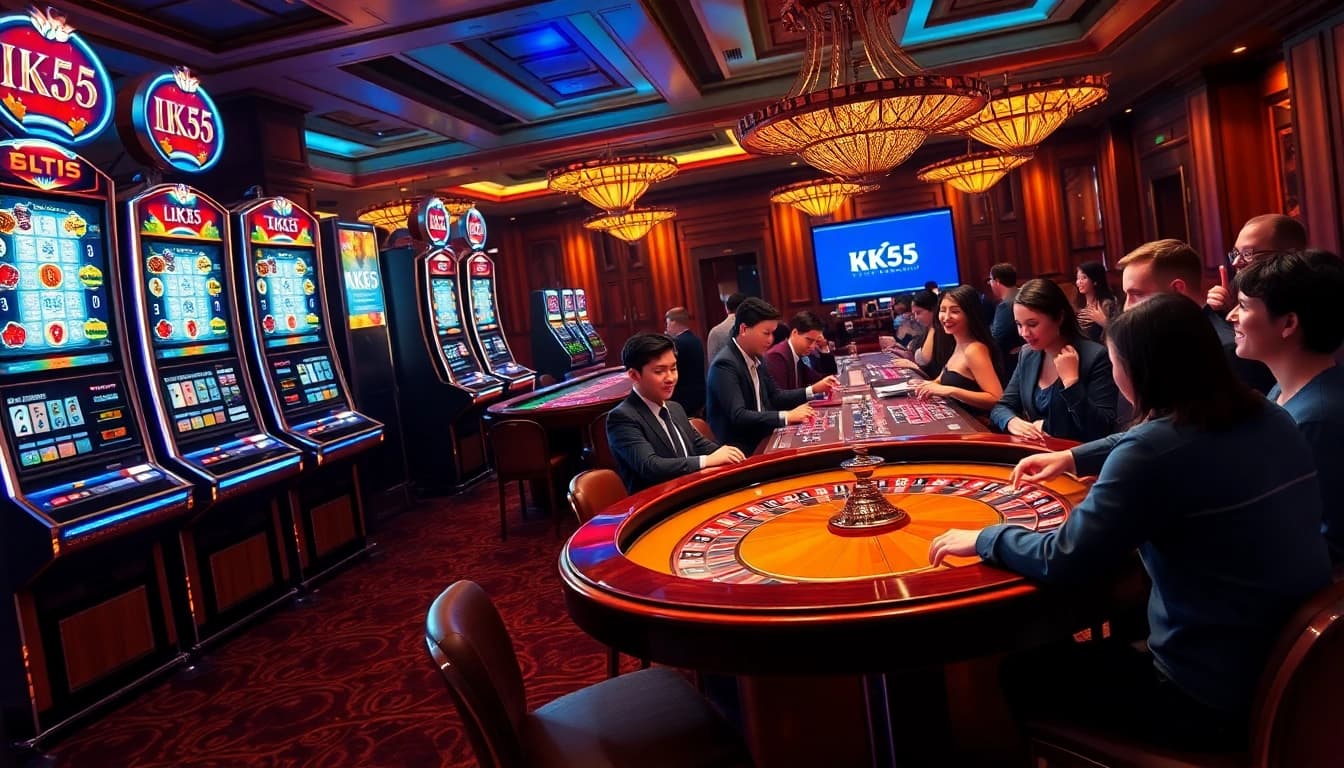 Experience an exciting game at KK55's luxurious casino and game tables.