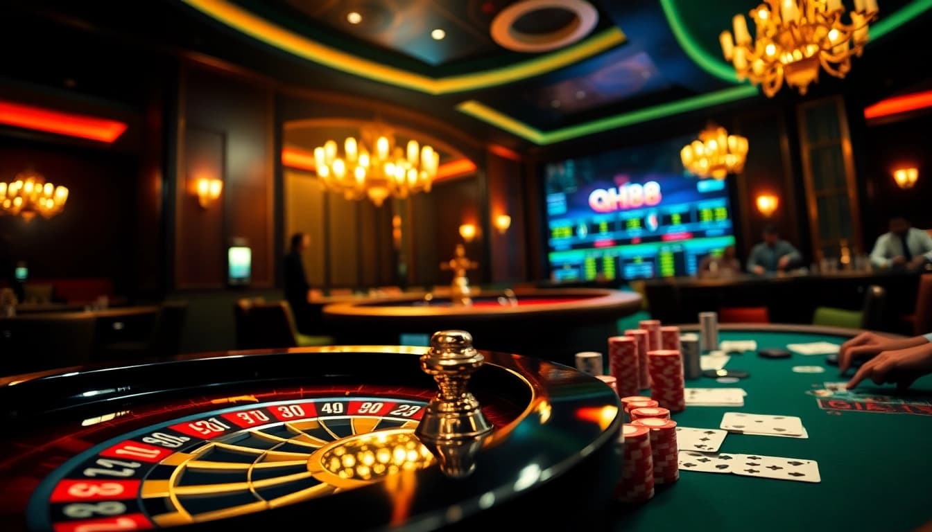 Experience high-stakes gambling at qh88 with vibrant casino tables and engaging games.