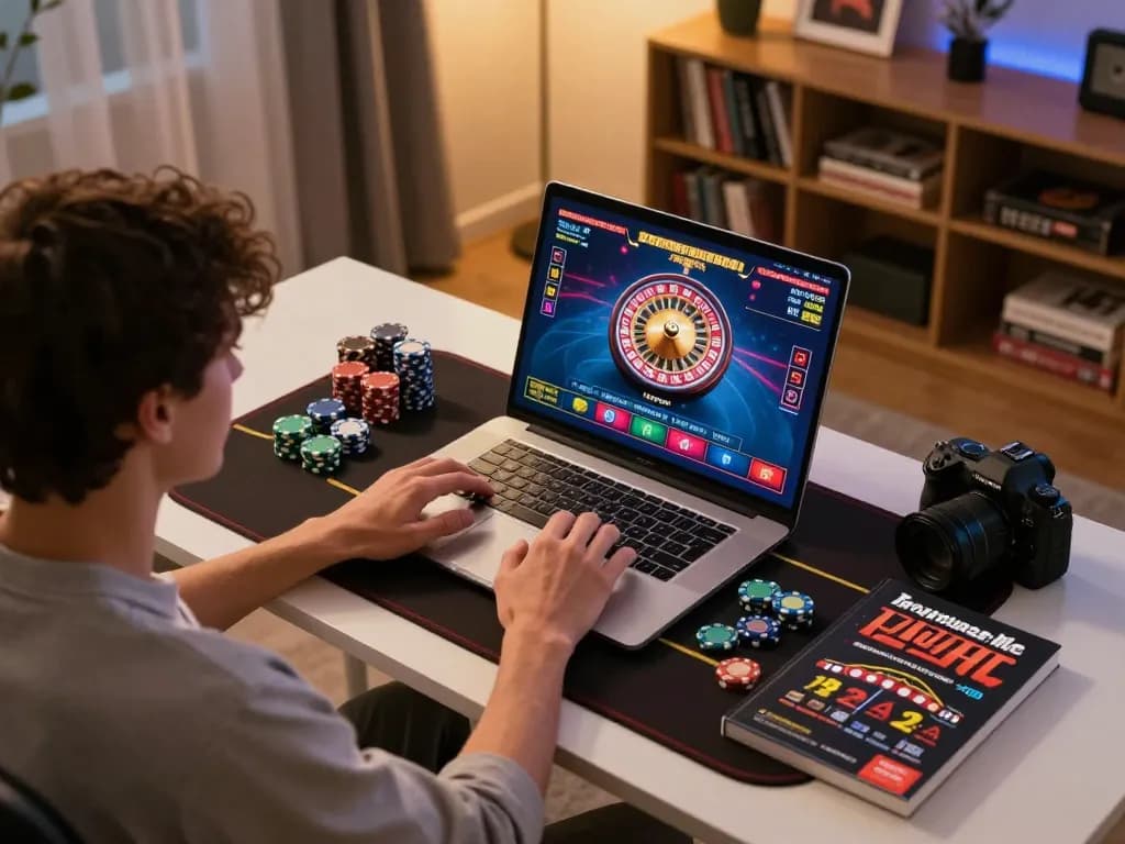 Tg88 player enjoying online roulette game in a modern home setup