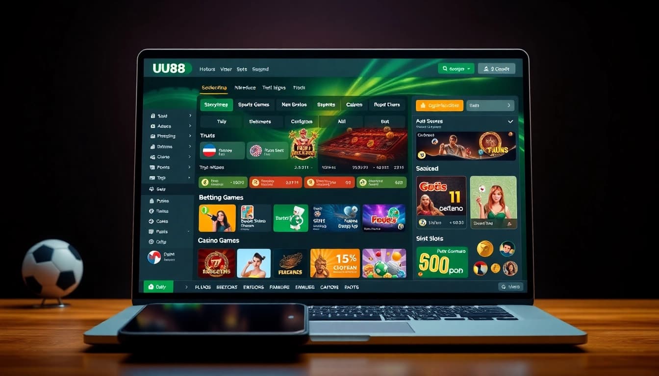 UU88 online betting platform interface showcasing sports and casino options.