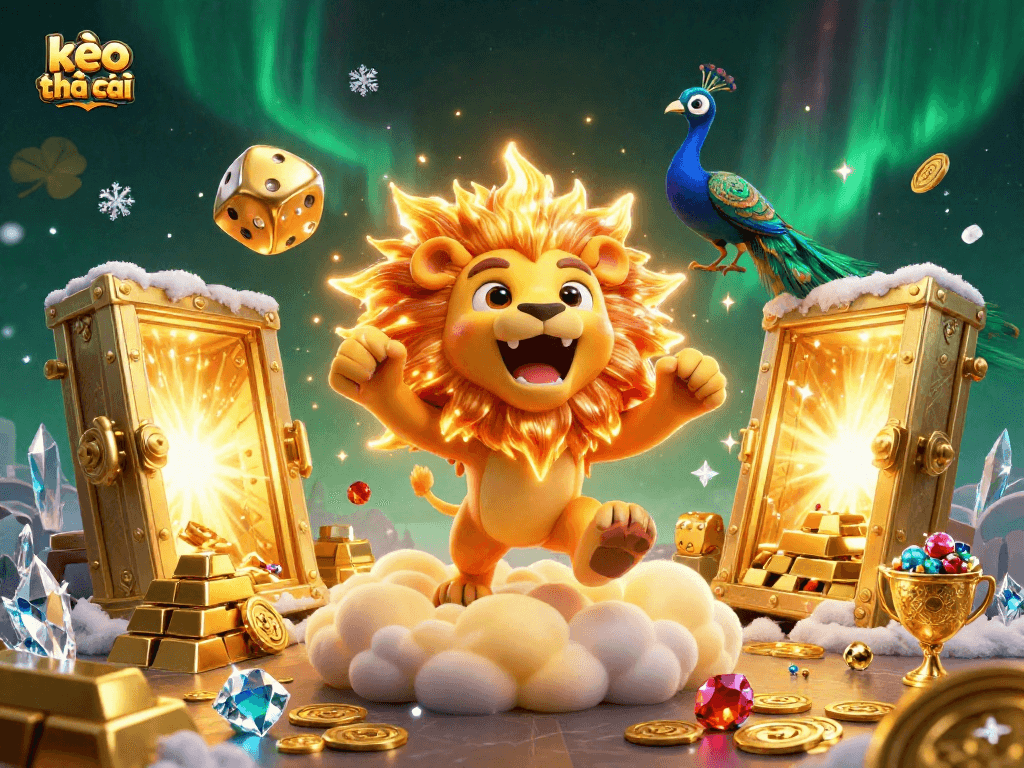 Experience the excitement of kèo nhà cái with this vibrant 3D illustration showcasing winning symbols and characters.
