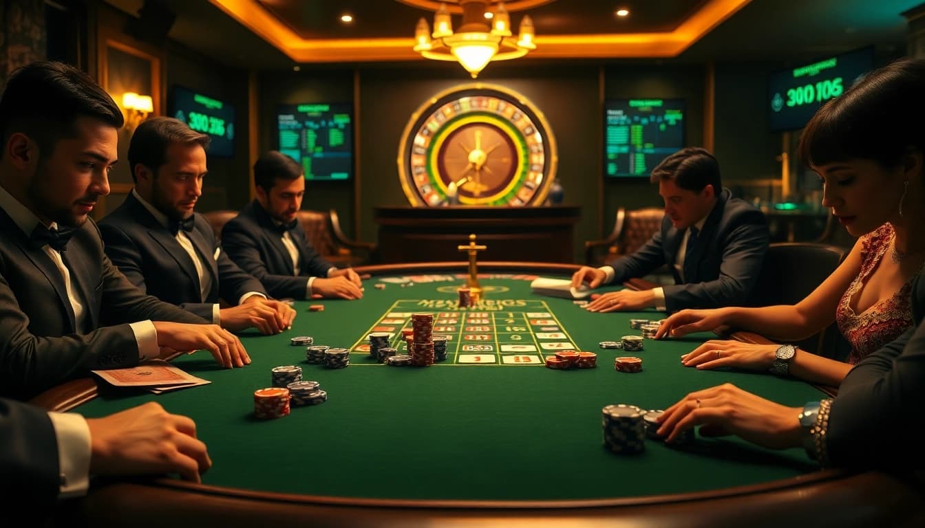 Players engaging with high-stakes gaming at https://ww88.directory/ casino table, showcasing luxury and excitement.