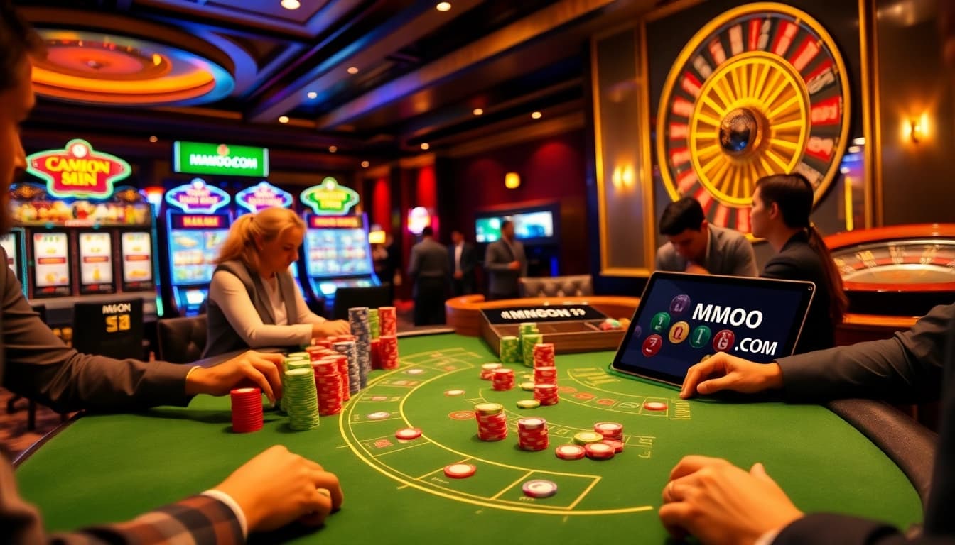 Experience thrilling gameplay at MMOO.COM with a lively casino scene full of action and excitement.