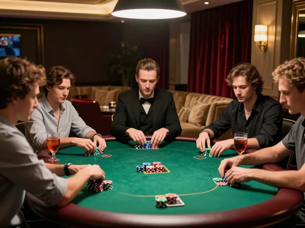 Players engage in an intense F8BET poker game highlighting strategy and excitement.