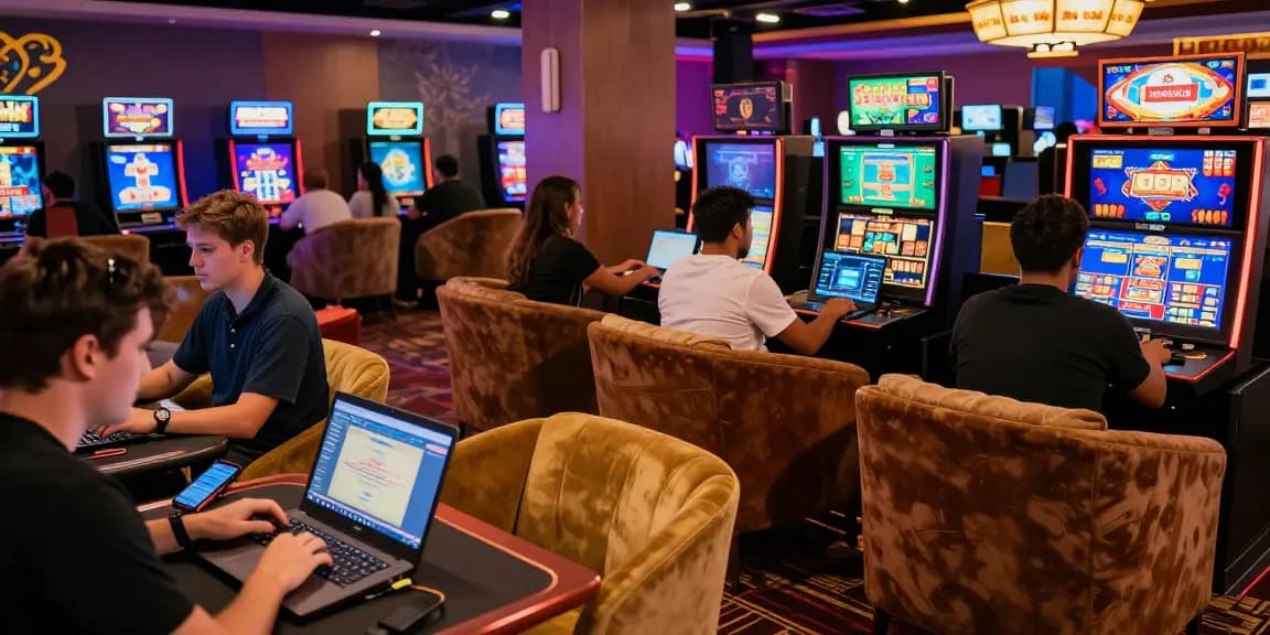 Experience the vibrant energy of online gaming at https://hello88ke.com/ with players immersed in thrilling casino games.